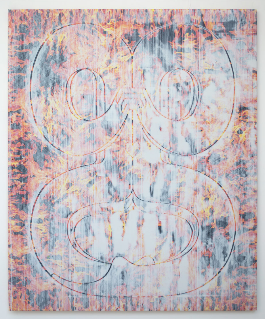 Jonathan Kelly - Pyromanic - Acrylic and digital print on polyester - 170x140cm